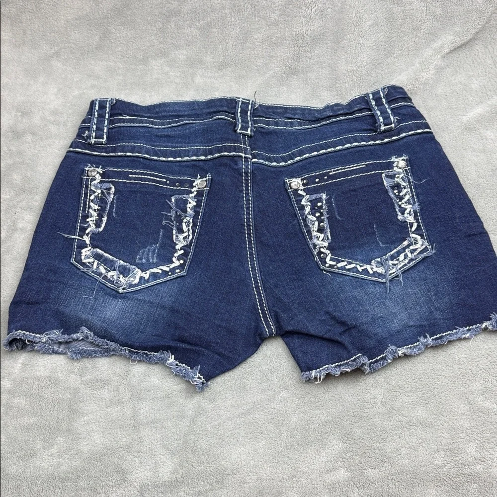 Maurices Dark Blue Distressed Jean Shorts